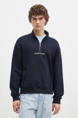 Mikina Guess Jeans pánska, tmavomodrá farba, s nášivkou, M5RQ42 KCPR1