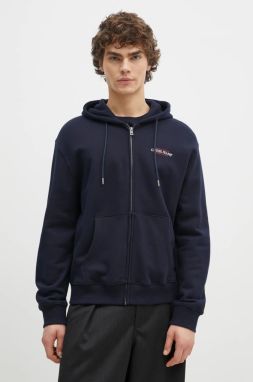 Bavlnená mikina Guess Jeans pánska, tmavomodrá farba, s kapucňou, s potlačou, M5RQ45 KCPR1