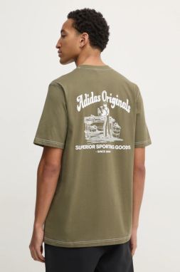 Bavlnené tričko adidas Originals Wabash pánske, zelená farba, s potlačou, JP4476
