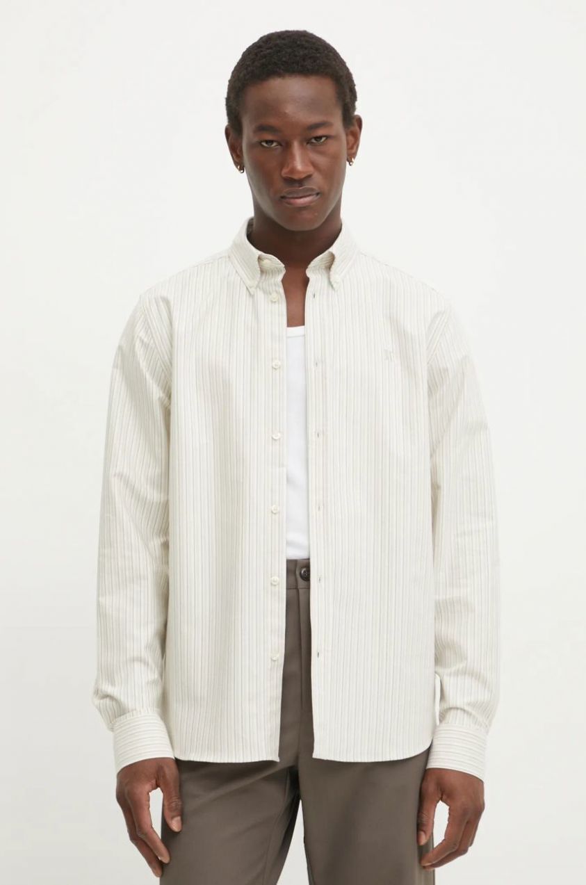 Košeľa Les Deux pánska, béžová farba, regular, s golierom button-down, LDM410196