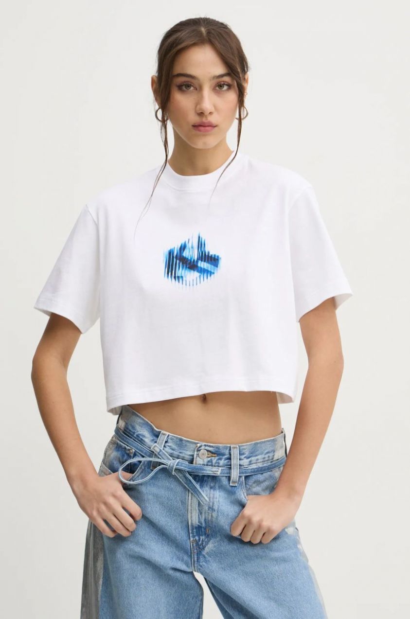 Bavlnené tričko Karl Lagerfeld Jeans dámske, biela farba, A1W17109
