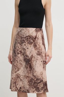 Sukňa Guess LIA béžová farba, mini, áčkový strih, W5RD0J WGZ92