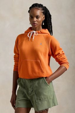 Mikina Polo Ralph Lauren dámska, červená farba, s kapucňou, jednofarebná, 211943007