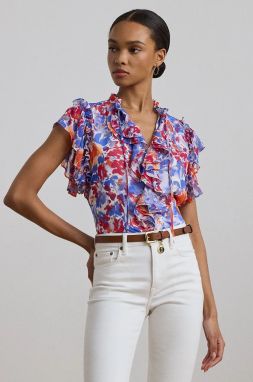 Blúzka Lauren Ralph Lauren dámska, biela farba, vzorovaná, 200957184