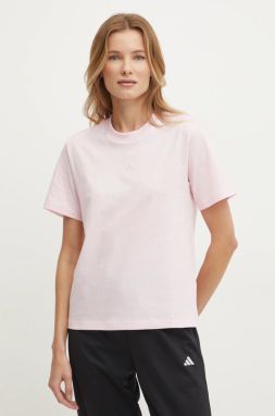 Bavlnené tričko adidas Essentials dámske, ružová farba, JI6073
