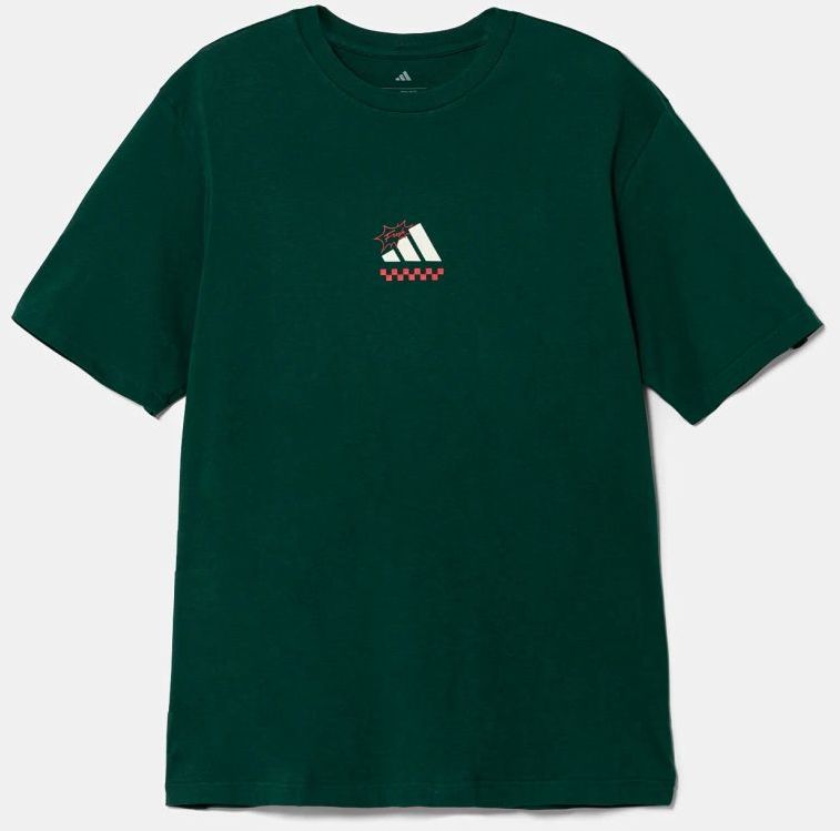 Bavlnené tričko adidas M L PIZZA TEE pánske, zelená farba, s potlačou, JJ4017