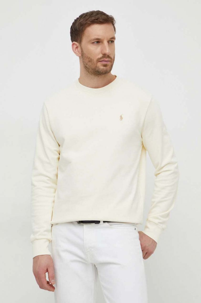 Bavlnená mikina Polo Ralph Lauren pánska,béžová farba,jednofarebná,710916689
