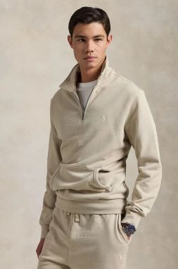 Bavlnená mikina Polo Ralph Lauren pánska, béžová farba, jednofarebná, 710934601