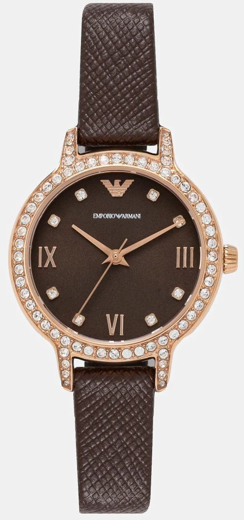 Hodinky Emporio Armani dámske, hnedá farba, AR11555
