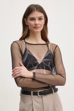 Blúzka Sisley dámska, čierna farba, vzorovaná, 39ZHL106P