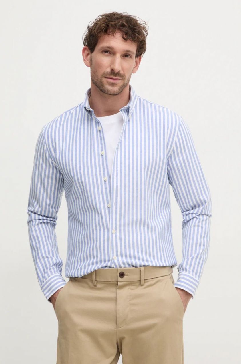 Košeľa Lindbergh pánska, regular, s golierom button-down, 30-203536