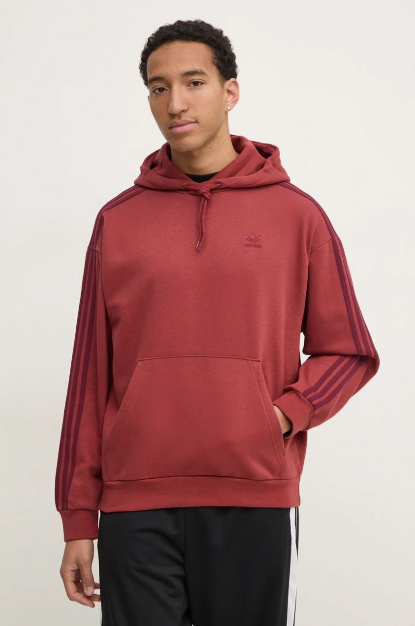 Mikina adidas Originals BAGGY HOODIE pánska, červená farba, s kapucňou, s nášivkou, JP1072