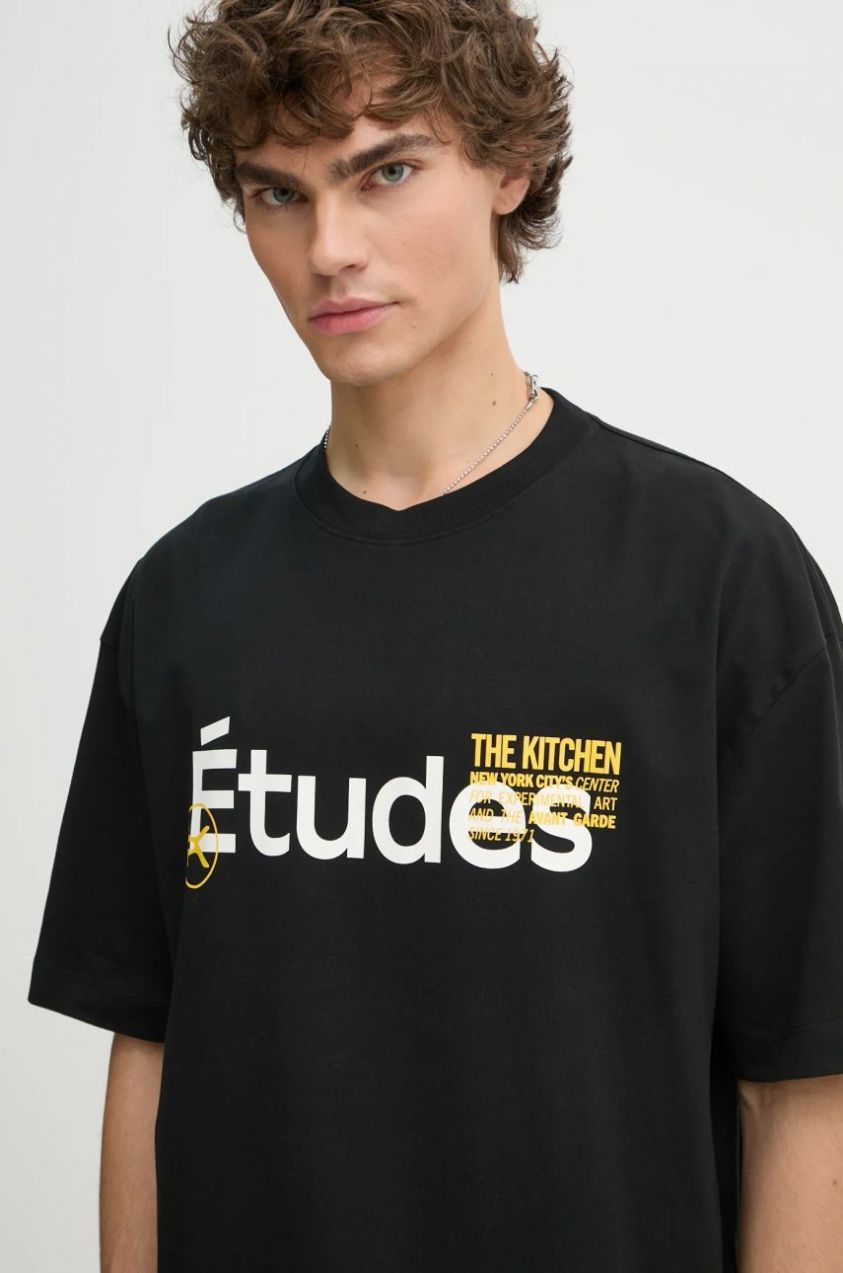 Tričko Études Studio pánske, čierna farba, s potlačou, H24MCTSH139