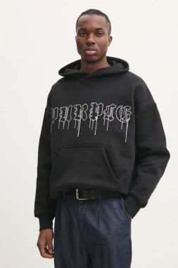 Bavlnená mikina PURPLE BRAND HWT FLEECE PO HOODY pánska, čierna farba, s kapucňou, s nášivkou, P401-HBGD125