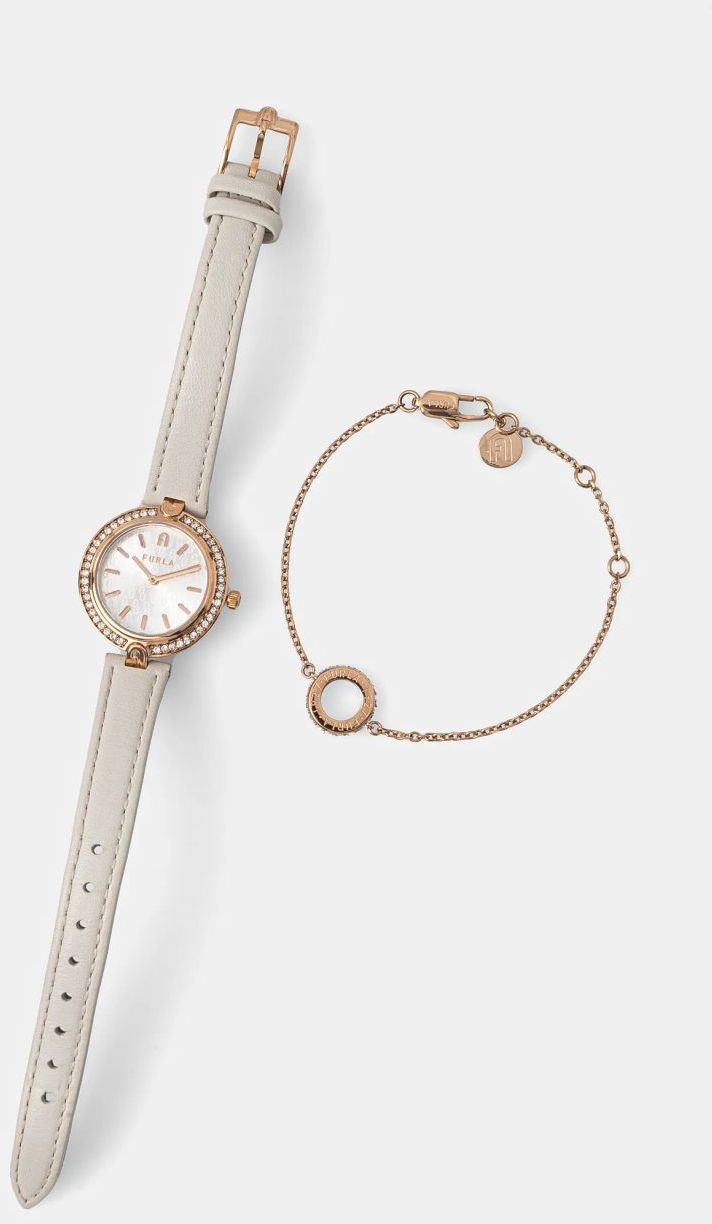 Hodinky a náramok Furla béžová farba, FGWJ001BU