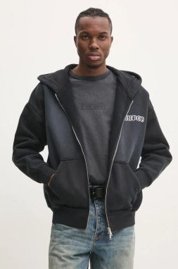 Bavlnená mikina PURPLE BRAND HWT FLEECE ZIP FRONT HOODY pánska, šedá farba, s kapucňou, s potlačou, P460-HBGW125