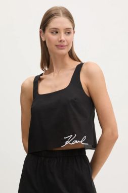 Bavlnený plážový top Karl Lagerfeld čierna farba, A1W46037