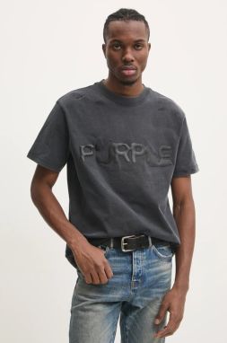 Bavlnené tričko PURPLE BRAND HWT JERSEY SS TEE pánske, šedá farba, s potlačou, P117-HBLW125