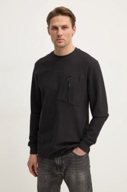 Bavlnené tričko s dlhým rukávom G-Star Raw čierna farba, jednofarebné, D25167-D617