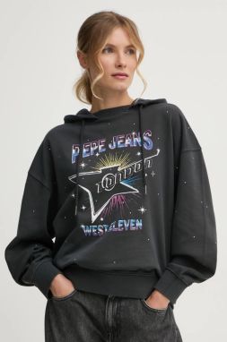 Mikina Pepe Jeans LILIAN dámska, šedá farba, s kapucňou, s potlačou, PL581469