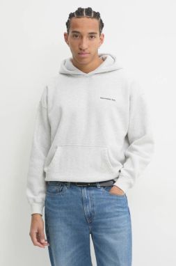 Mikina Abercrombie & Fitch pánska, šedá farba, s kapucňou, melanžová, KI122-4366
