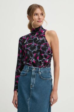 Blúzka Pepe Jeans ARIA dámska, čierna farba, vzorovaná, PL304974