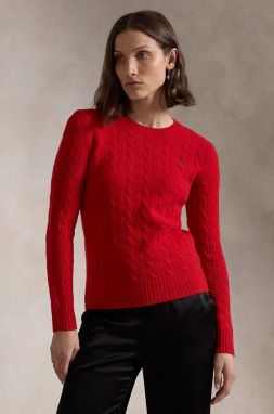 Vlnený sveter Polo Ralph Lauren dámsky, bordová farba, tenký, 211910421