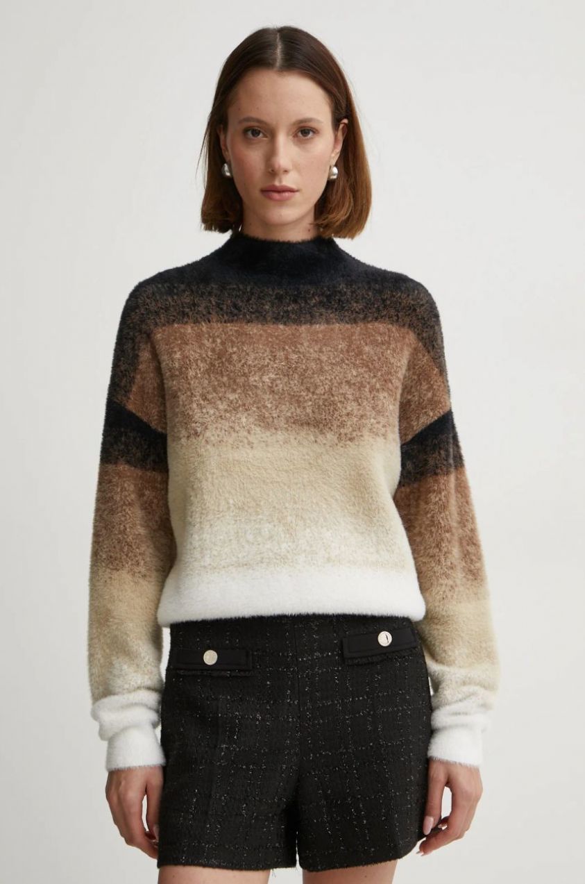 Sveter Morgan MDYE dámsky, béžová farba, s polorolákom, MDYE