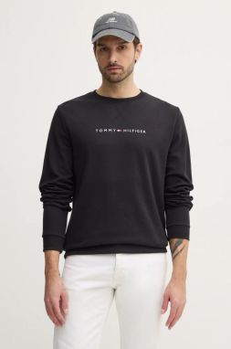 Mikina Tommy Hilfiger pánska, čierna farba, s potlačou, UM0UM03346