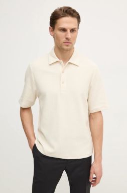 Bavlnené polo tričko Filippa K béžová farba, jednofarebné, 31560