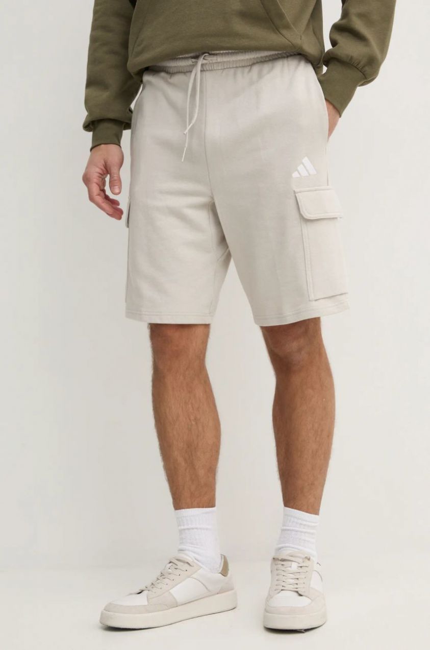Šortky adidas Feelcozy pánske, béžová farba, IN6084