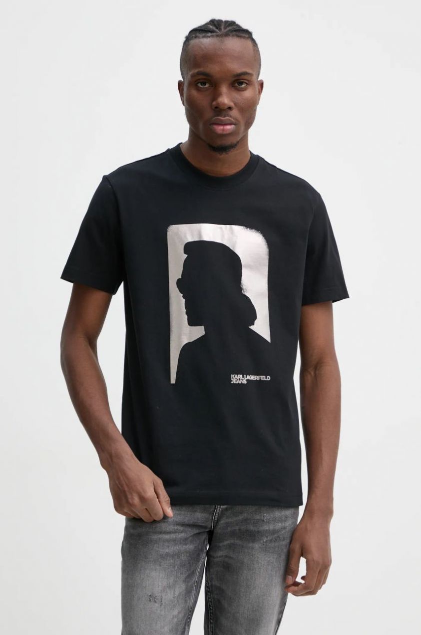 Bavlnené tričko Karl Lagerfeld Jeans pánske, čierna farba, s potlačou, A1M17052