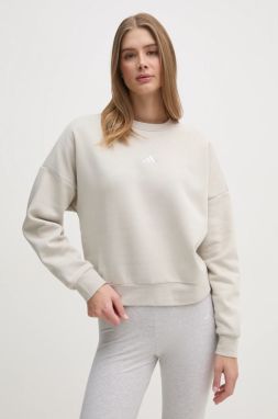 Mikina adidas Essentials dámska, béžová farba, jednofarebná, JI6069