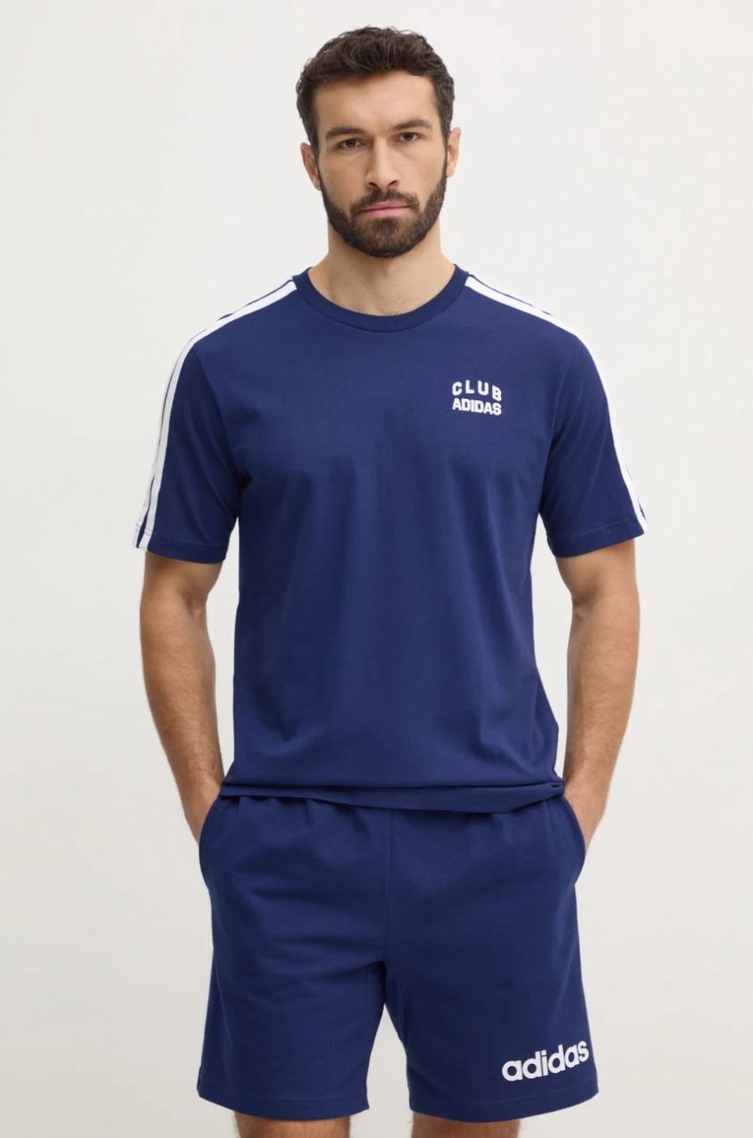 Bavlnené tričko adidas M C COLLE Collegiate pánske, tmavomodrá farba, s nášivkou, JJ1608