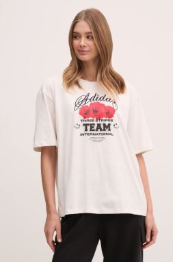 Tričko adidas Originals FLOWER TEE dámske, béžová farba, JN6690