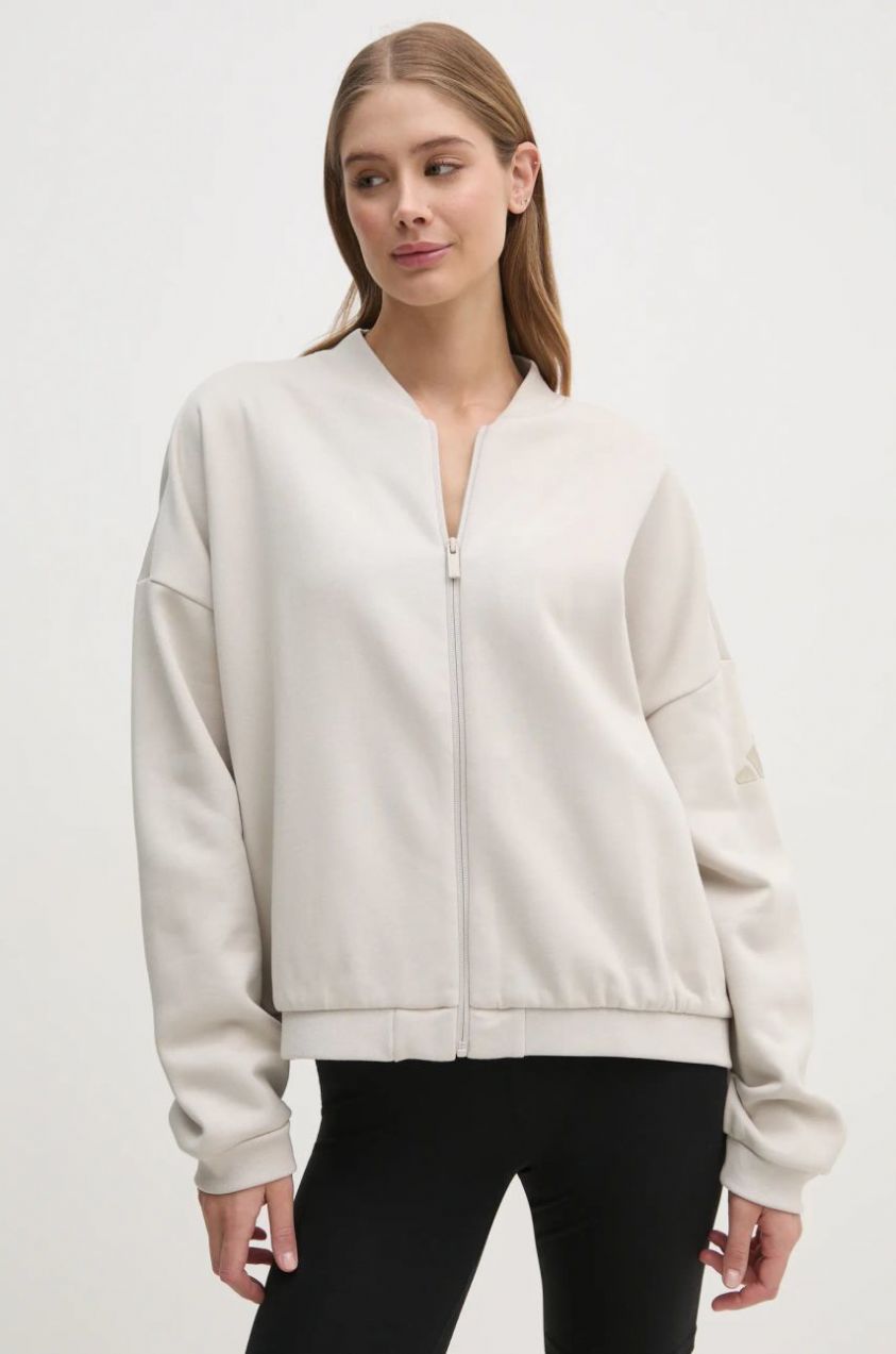 Mikina adidas Essentials dámska, béžová farba, jednofarebná, JD9972