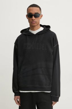 Mikina Diesel S-BOXT-HOOD-R9 SWEAT-SHIRT pánska, čierna farba, s kapucňou, s potlačou, A16429.0LJBT