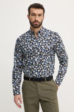 Košeľa Lindbergh pánska, tmavomodrá farba, slim, s golierom button-down, 30-203538