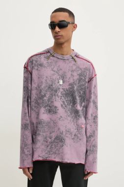 Tričko s dlhým rukávom Diesel T-CRAHOR-LS-R1 T-SHIRT pánske, ružová farba, vzorované, A16166.0GIAR