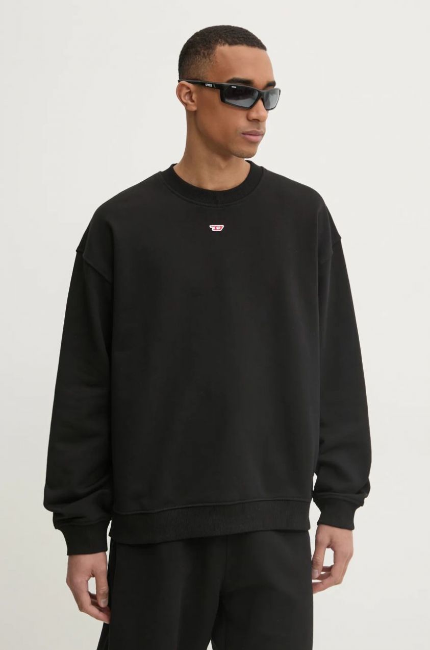 Mikina Diesel S-BOXT-D SWEAT-SHIRT pánska, čierna farba, jednofarebná, A14903.0GEAD