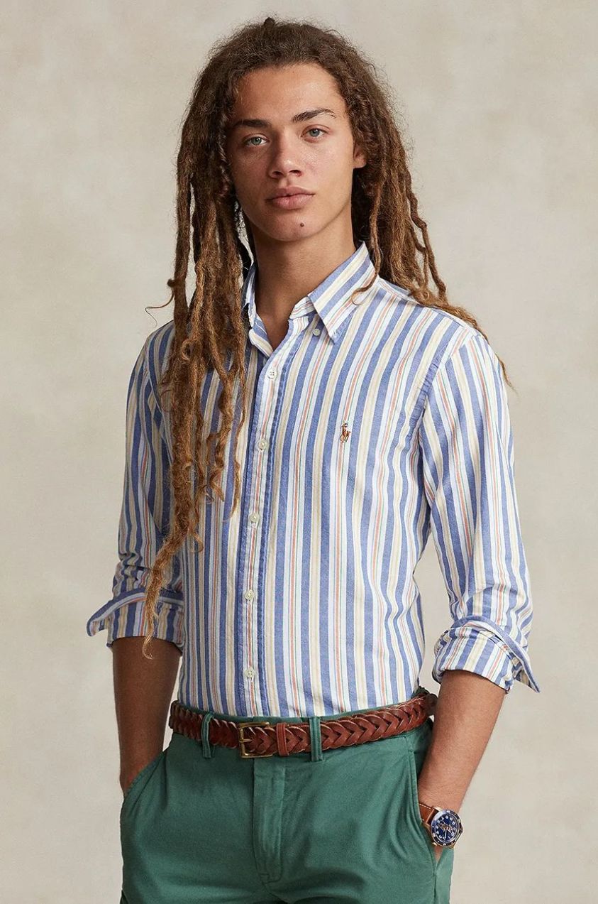 Bavlnená košeľa Polo Ralph Lauren pánska, viac farieb, voľný strih, s golierom button-down, 710928920