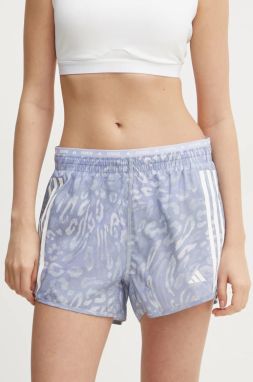 Bežecké šortky adidas Performance Own The Run fialová farba, vzorované, vysoký pás, JD7759