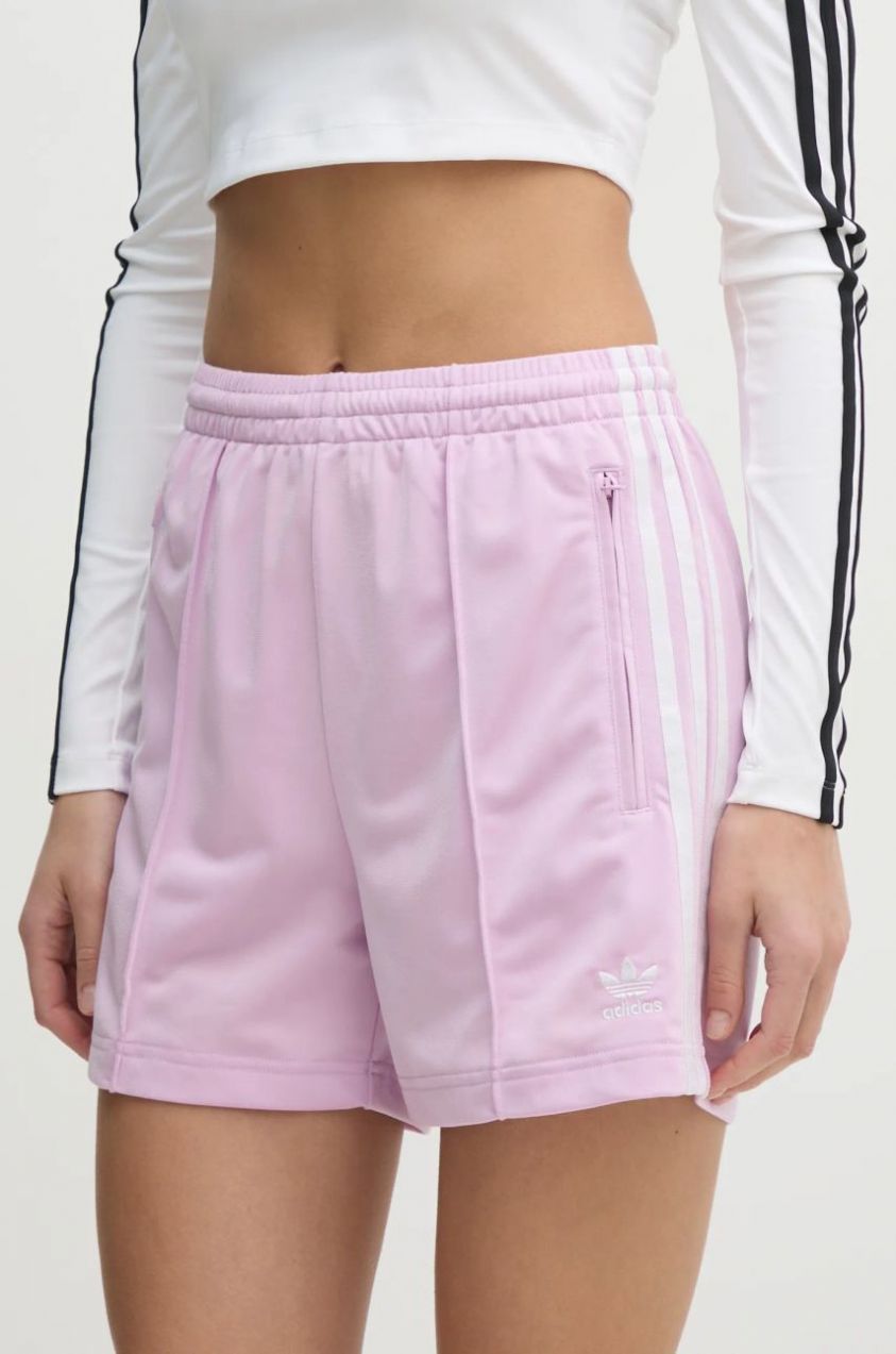 Šortky adidas Originals Firebird dámske, ružová farba, vzorované, vysoký pás, JD0821