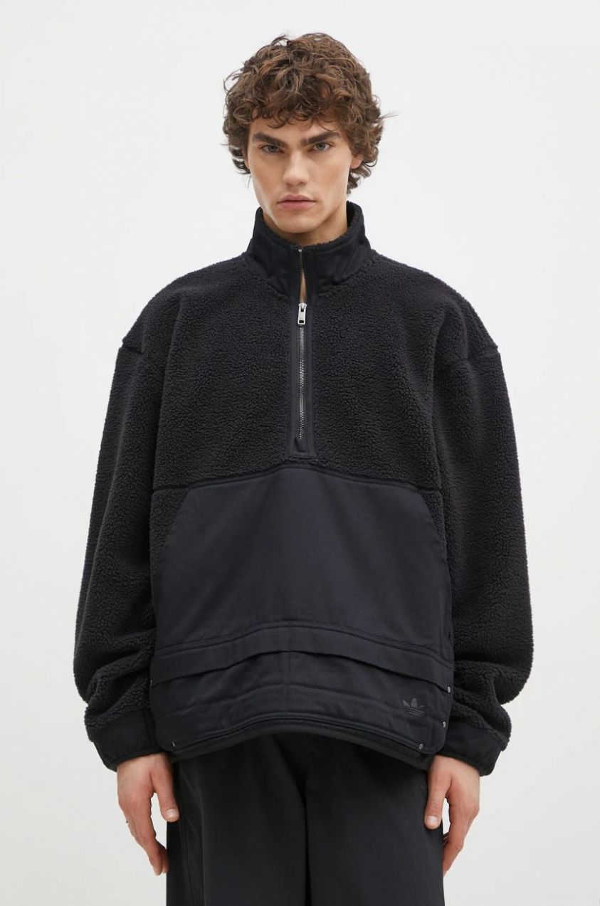 Fleecová mikina adidas Originals Essential čierna farba, jednofarebná, JC9596