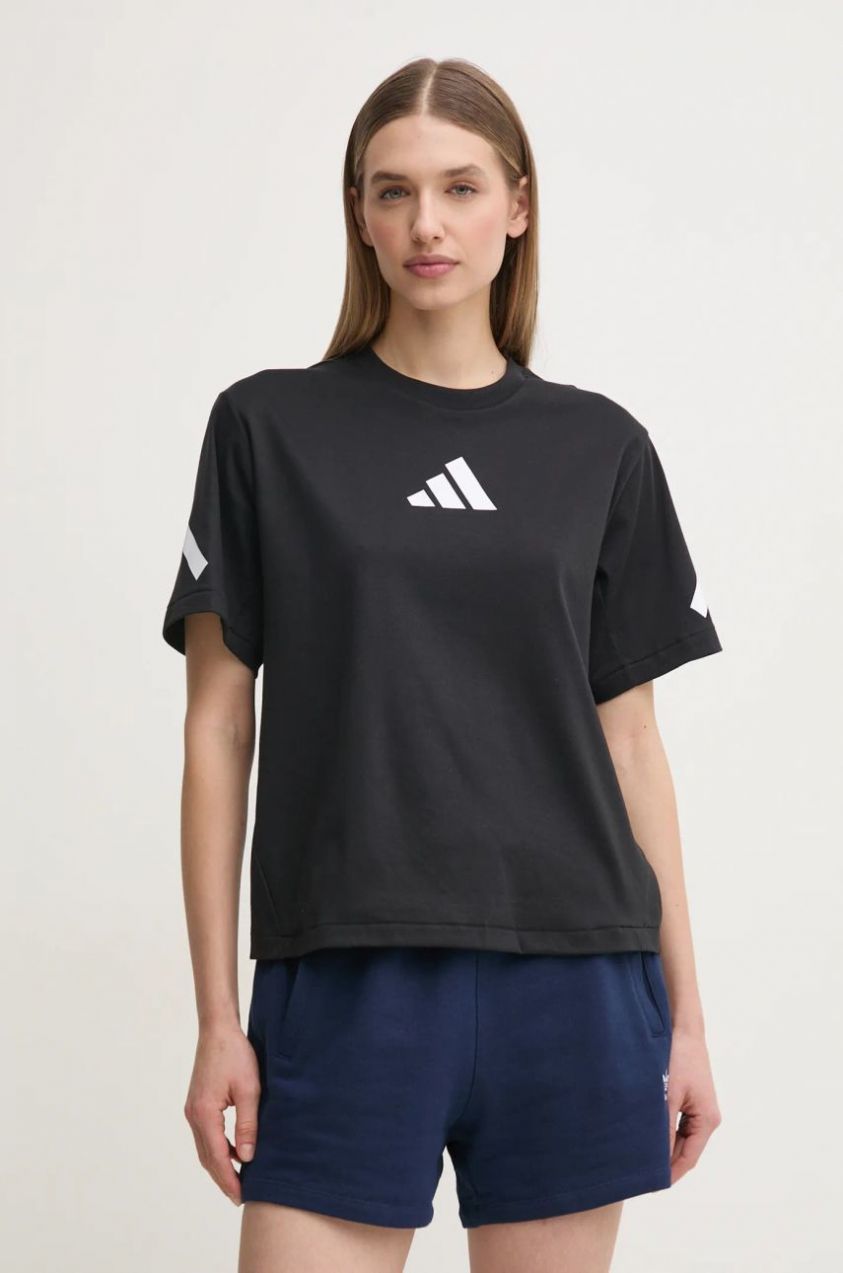 Bavlnené tričko adidas Z.N.E. dámske, čierna farba, JJ4778