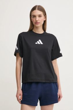 Bavlnené tričko adidas Z.N.E. dámske, čierna farba, JJ4778
