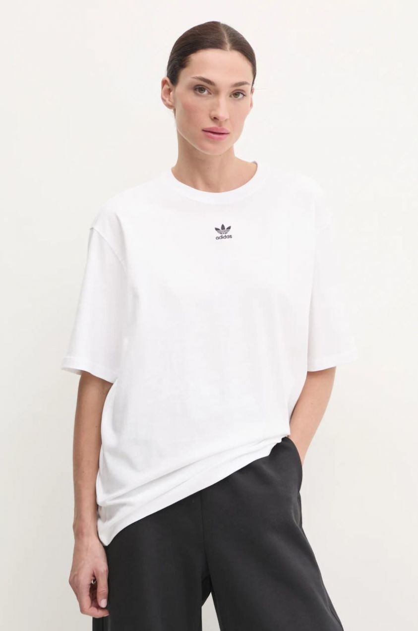 Bavlnené tričko adidas Originals Essential dámske, biela farba, JC8967