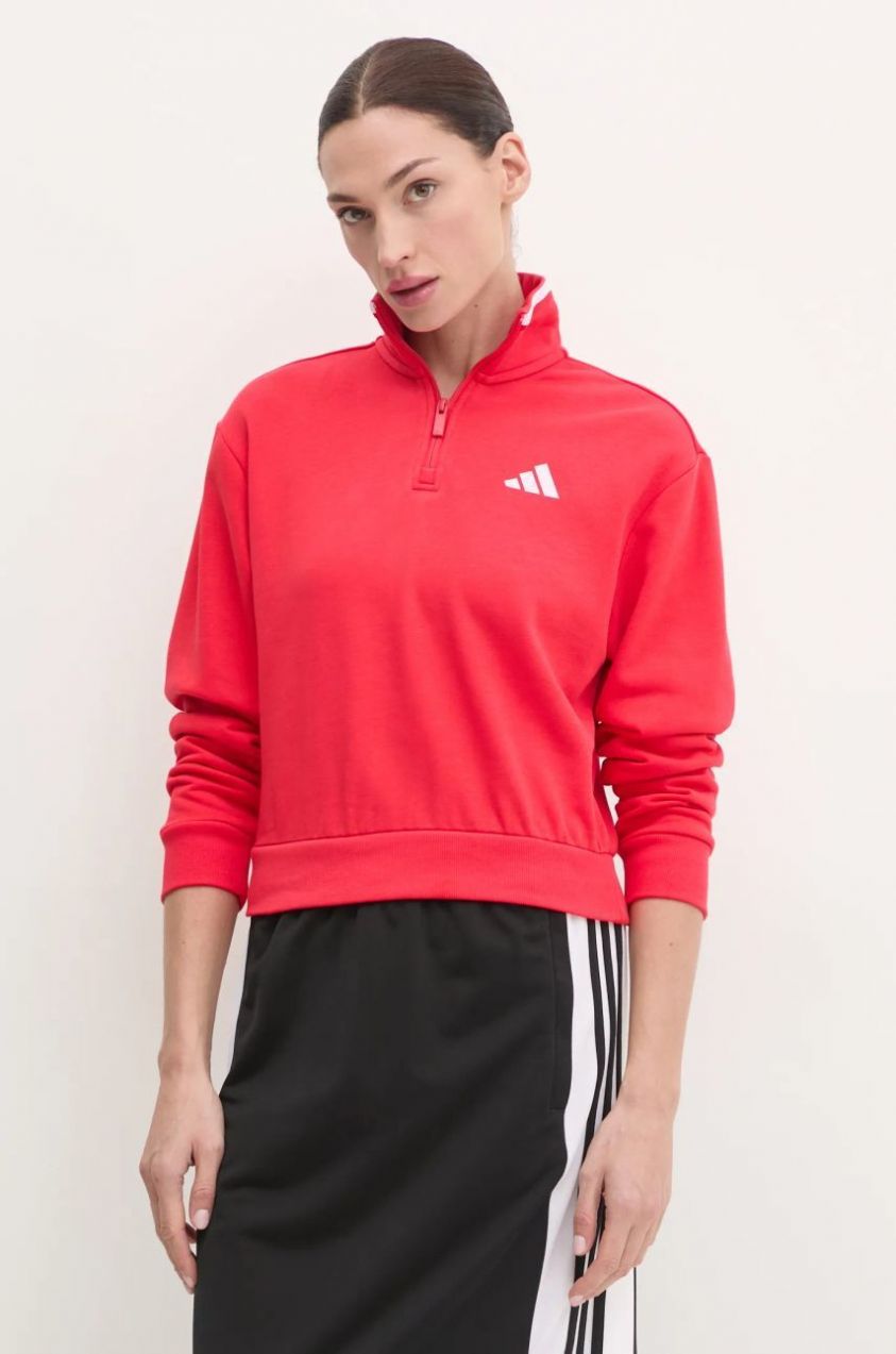 Mikina adidas W CB Color Pop dámska, červená farba, jednofarebná, JG4171