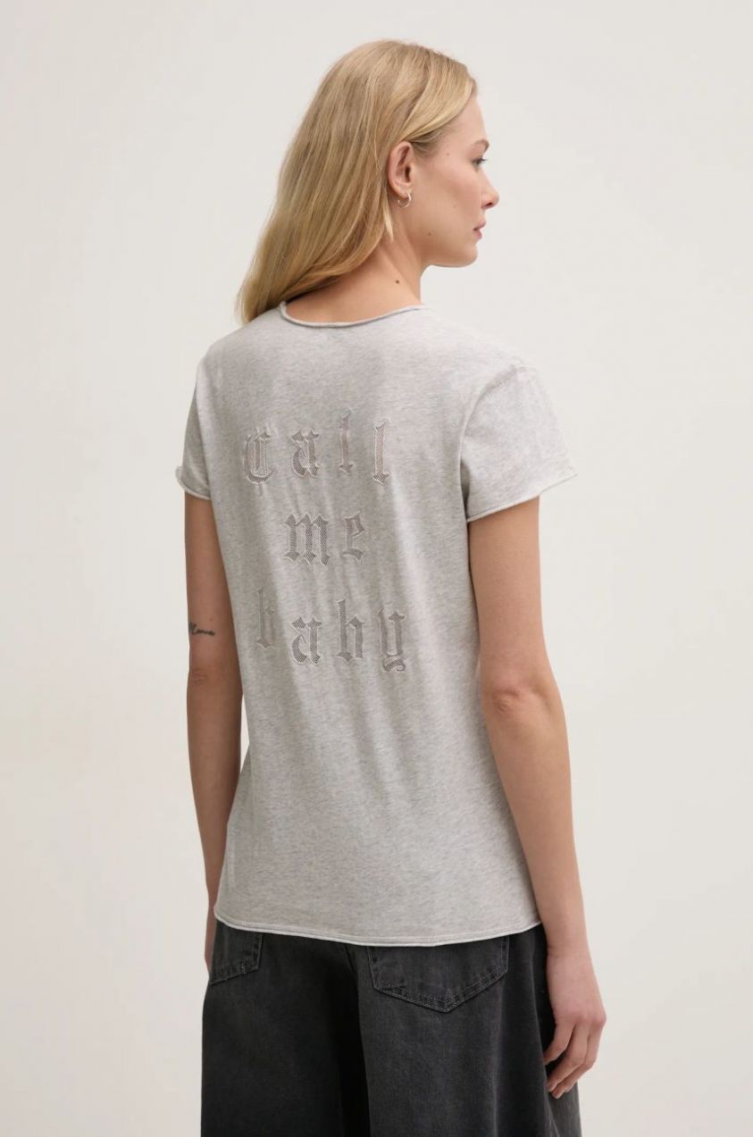 Bavlnené tričko ZADIG&VOLTAIRE dámske, šedá farba, JWTS02680