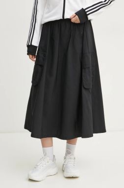Sukňa adidas City Escape čierna farba, midi, áčkový strih, JY0513